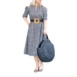 BURU | Black and White Floral Print Caftan / Midi Dress in Size XS